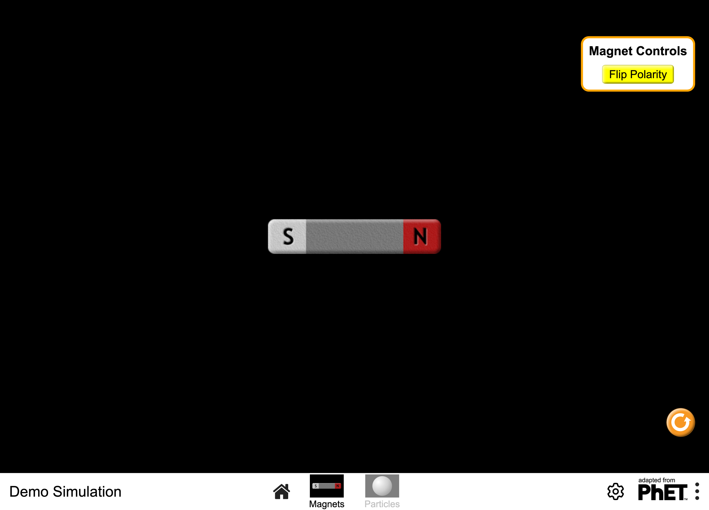 Screenshot of the Magnet screen of the Demo Simulation